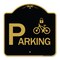 Signmission Parking With Cycle and Lock, Black & Gold Aluminum Architectural Sign, 18" x 18", BG-1818-24625 A-DES-BG-1818-24625 - alternate 1